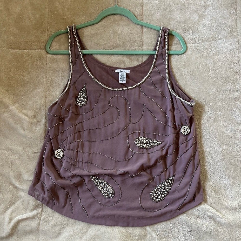 BAR III LIGHT PURPLE BEADED TOP SIZE XL